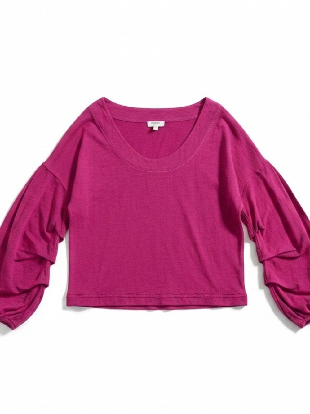Umgee Size S Magenta Long-sleeve Relaxed Boxy Top Drop Shoulder Scoop Neckline